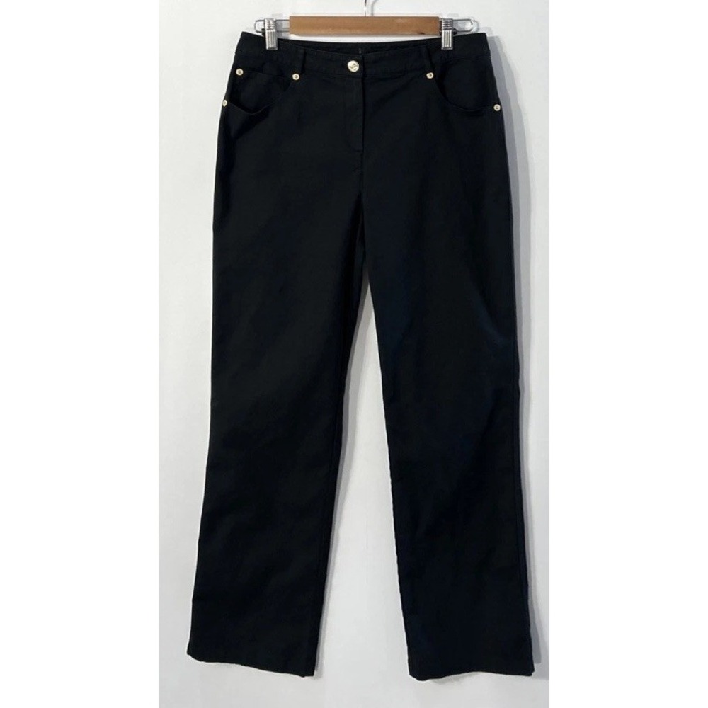 St. John Black Straight Leg Chino Pants Belt Loops Sz 6